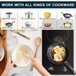 Karinear 110v Electric Cooktop 2 Burners, 12'' Electric Stove Top with Plug in, Knob Control Countertop & Built-in Ceramic Cooktop, 9 Heating Level, Hot Warning, Over-Temperature Protection