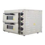 TECHTONGDA Commercial Pizza Oven Convection Oven with Pizza Stone 3KW Double-deck Electric Commercial Pizza Oven Bread Machine with 3 Thermostats