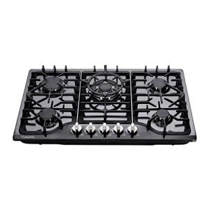30 Inch Gas Cooktop, Built-in Stainless Steel Gas Stovetop 5 High Efficiency Burners Gas Stove LPG/NG Convertible Gas Hob (Black)