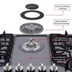 30 Inch Gas Cooktop, Built-in Stainless Steel Gas Stovetop 5 High Efficiency Burners Gas Stove LPG/NG Convertible Gas Hob (Black)