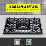 30 Inch Gas Cooktop, Built-in Stainless Steel Gas Stovetop 5 High Efficiency Burners Gas Stove LPG/NG Convertible Gas Hob (Black)