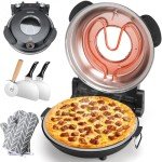 HomCozy Electric Pizza Oven Indoor with Glazed Ceramic Stone, 12-Inch Portable Countertop Pizza Maker with Adjustable Timer, 1200W Heat up to 800°F Pizza Maker with Viewing Window for Home DIY Pizza