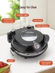 HomCozy Electric Pizza Oven Indoor with Glazed Ceramic Stone, 12-Inch Portable Countertop Pizza Maker with Adjustable Timer, 1200W Heat up to 800°F Pizza Maker with Viewing Window for Home DIY Pizza
