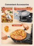 HomCozy Electric Pizza Oven Indoor with Glazed Ceramic Stone, 12-Inch Portable Countertop Pizza Maker with Adjustable Timer, 1200W Heat up to 800°F Pizza Maker with Viewing Window for Home DIY Pizza