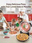 HomCozy Electric Pizza Oven Indoor with Glazed Ceramic Stone, 12-Inch Portable Countertop Pizza Maker with Adjustable Timer, 1200W Heat up to 800°F Pizza Maker with Viewing Window for Home DIY Pizza