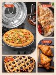 HomCozy Electric Pizza Oven Indoor with Glazed Ceramic Stone, 12-Inch Portable Countertop Pizza Maker with Adjustable Timer, 1200W Heat up to 800°F Pizza Maker with Viewing Window for Home DIY Pizza