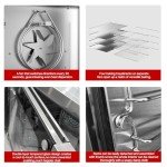 CROSSON 68L Half-Size Convection Oven,4-Tier Commercial Toaster oven w/Front Glass Door,4 set of Trays&Wire Racks,60 Minutes Timer and Interior Light, 120V/1800W Countertop Conventional Oven