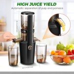 Cold Press Juicer Machines With 4.2" Wide Feed Chute, 250W Slow Masticating Juicer Fit Whole Vegetables and Fruits,Juice Extractor Machine With High Juice Yield, Easy to Clean(black)