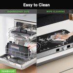 AMZCHEF Double Induction Cooktop with Removable Griddle Pan Non-stick, 1800W 2 burner Portable Induction Stove With Sensor Touch 9 Power Levels, 99 Min Timer, Iron Grey