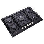 Yeakcco 30 Inch Gas Cooktop, Built-in 5 Burners Stainless Steel Gas Stovetop Propane/Natural Gas Convertible Stove Top Dual Fuel Gas Hob (Black)