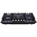Yeakcco 30 Inch Gas Cooktop, Built-in 5 Burners Stainless Steel Gas Stovetop Propane/Natural Gas Convertible Stove Top Dual Fuel Gas Hob (Black)
