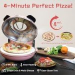 YIBAKE Stone Pizza Oven, 12'' Indoor Electric Pizza Maker, 1200W Countertop Pizza Maker Machine with Dual Temp Control, Crispy Crust Pizzas in Minutes, Pink