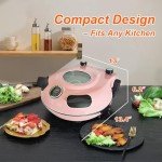 YIBAKE Stone Pizza Oven, 12'' Indoor Electric Pizza Maker, 1200W Countertop Pizza Maker Machine with Dual Temp Control, Crispy Crust Pizzas in Minutes, Pink