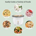 Elite Gourmet ERC-006NST Maxi-Matic Electric Rice Cooker with Non-Stick Inner Pot Makes Soups, Stews, Grains, Cereals, Keep Warm Feature, 6 Cups Cooked (3 Cups Uncooked), White
