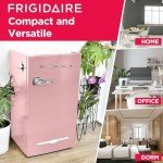 Frigidaire EFR376 Retro Bar Fridge Refrigerator with Side Bottle Opener, 3.2 cu. Ft, Pink/Coral