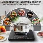 AMZCHEF Portable Induction Cooktop 20 Temperature & Power Levels, 1800W Induction Stove Burner with 5.9" Heating Coil, Low Noise Hot Plate Single Electric Cooktops Countertop Stove with Timer