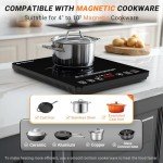 AMZCHEF Portable Induction Cooktop 20 Temperature & Power Levels, 1800W Induction Stove Burner with 5.9" Heating Coil, Low Noise Hot Plate Single Electric Cooktops Countertop Stove with Timer