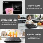 AMZCHEF Portable Induction Cooktop 20 Temperature & Power Levels, 1800W Induction Stove Burner with 5.9" Heating Coil, Low Noise Hot Plate Single Electric Cooktops Countertop Stove with Timer