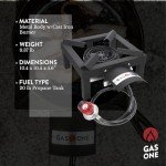 GasOne High Pressure Single Propane Burner - Outdoor Cooking with Heat Shield and Guard – Propane Burner Head for Camping, Tailgating, Seafood Boil, Home Brewing - Patent Pending