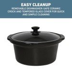 West Bend Slow Cooker 4-Quart Manual Crockery Style with Dishwasher Safe Oval Ceramic Crockpot and Glass Lid Two Temperature Settings Plus Keep Warm, 210-Watts, Black