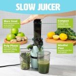 Tasty Slow Juicer, Compact Masticating Juicer with Pulp Separation, Maximum Juice Yield for Fresh, Nutrient-Rich Drinks, Easy Clean-Up & Compact Design, Aqua