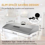 FIREGAS Under Cabinet Range Hood 36 inch with Ducted/Ductless Convertible, Slim Kitchen Stove Vent Hood, LED Light, 3 Speed Exhaust Fan, Reusable Aluminum Filter, Push Button,Charcoal Filter