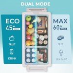 EUHOMY 12 Volt Refrigerator, 59QT(55L) Electric Cooler, 12V Fridge APP Control, 12V Cooler -4℉~68℉, Portable Freezer 12/24V DC 110-240V AC for Camping, Travel, Truck, Home