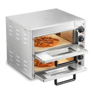 Commercial Pizza Oven Countertop 14" Double Deck Layer 110V 1800W Stainless Steel, Silver
