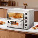 Commercial Pizza Oven Countertop 14" Double Deck Layer 110V 1800W Stainless Steel, Silver