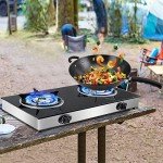 Propane Gas Cooktop 2 Burners Stove portable gas stove Tempered Glass Double Auto Ignition Camping Burner LPG for RV, Apartments, Outdoor