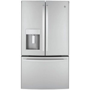 GE GYE22GYNFS 36" French Door Counter Depth Refrigerator with 22.1 cu. ft. Total Capacity Space Saving Ice Maker Showcase LED Lighting in Stainless Steel