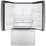 GE GYE22GYNFS 36" French Door Counter Depth Refrigerator with 22.1 cu. ft. Total Capacity Space Saving Ice Maker Showcase LED Lighting in Stainless Steel