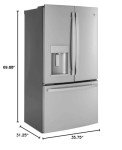 GE GYE22GYNFS 36" French Door Counter Depth Refrigerator with 22.1 cu. ft. Total Capacity Space Saving Ice Maker Showcase LED Lighting in Stainless Steel