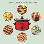 Elite Gourmet MST-275XR# Electric Oval Slow Cooker, Adjustable Temp, Entrees, Sauces, Stews & Dips, Dishwasher Safe Glass Lid & Crock (2 Quart, Metallic Red)