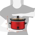 Elite Gourmet MST-275XR# Electric Oval Slow Cooker, Adjustable Temp, Entrees, Sauces, Stews & Dips, Dishwasher Safe Glass Lid & Crock (2 Quart, Metallic Red)