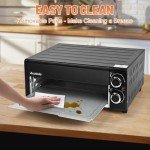 Anatole Electric Pizza Oven 12" 1800W Indoor Countertop Pizza Maker Time Temperature Adjustable Multifunctional Pizza Cooker with Removable Grill Crumb Tray ETL Certified