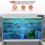 VEVOR Commercial Refrigerator, 48" Worktop Undercounter Refrigerator, 12.85 Cu. Ft Thick Stainless Steel Refrigerated Food Prep Station, 2 Door Worktop Fridge with lock for Restaurant, Bar, Diner