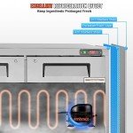 VEVOR Commercial Refrigerator, 48" Worktop Undercounter Refrigerator, 12.85 Cu. Ft Thick Stainless Steel Refrigerated Food Prep Station, 2 Door Worktop Fridge with lock for Restaurant, Bar, Diner