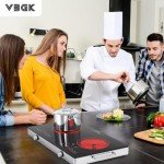 VBGK Electric Cooktop,110V 2400W Electric Stove Top with Knob Control,9 Power Levels, Kids Lock & Timer,LED touch control,Overheat Protection Electric stove,24 Inch desktop 2 burner