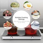 VBGK Electric Cooktop,110V 2400W Electric Stove Top with Knob Control,9 Power Levels, Kids Lock & Timer,LED touch control,Overheat Protection Electric stove,24 Inch desktop 2 burner