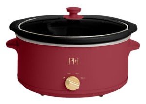 Paris Hilton 6-Quart Manual Slow Cooker, Features Three Settings (Low, High, Warm), Naturally Nonstick and Dishwasher Safe Stoneware Insert, Family Sized Capacity, Berry
