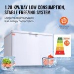 VEVOR Chest Freezer, 12.8 Cu.ft / 345 L Large Deep Freezer & 4 Removable Baskets, Freestanding Top Open Door Commercial Chest Freezers with Locking Lid, 7-Level Adjustable Temp, LED Lighting, 6 Wheels