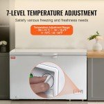 VEVOR Chest Freezer, 12.8 Cu.ft / 345 L Large Deep Freezer & 4 Removable Baskets, Freestanding Top Open Door Commercial Chest Freezers with Locking Lid, 7-Level Adjustable Temp, LED Lighting, 6 Wheels