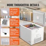 VEVOR Chest Freezer, 12.8 Cu.ft / 345 L Large Deep Freezer & 4 Removable Baskets, Freestanding Top Open Door Commercial Chest Freezers with Locking Lid, 7-Level Adjustable Temp, LED Lighting, 6 Wheels