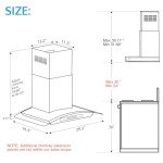 IKTCH 30-inch Wall Mount Range Hood Tempered Glass 900 CFM, Kitchen Chimney Vent Stainless Steel with Gesture Sensing & Touch Control Switch Panel, 2 Pcs Adjustable Lights(IKP03-30)