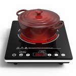 Nafewin Single Burner Electric Cooktop 1800W - 110V Electric Stove Top Burner Portable Stove with Touch Control 9 Power Level - Induction Cooktop with Child Safety Lock Timer for Home Camping