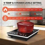 Nafewin Single Burner Electric Cooktop 1800W - 110V Electric Stove Top Burner Portable Stove with Touch Control 9 Power Level - Induction Cooktop with Child Safety Lock Timer for Home Camping