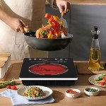 Nafewin Single Burner Electric Cooktop 1800W - 110V Electric Stove Top Burner Portable Stove with Touch Control 9 Power Level - Induction Cooktop with Child Safety Lock Timer for Home Camping