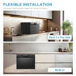 Midea MDC22P1ABB Table-top Countertop, Energy Star Portable Dishwasher, 6 Place Settings & 8 Washing Programs, Speed, Baby-Care, ECO& Glass, Dish Washer for Dorm, RV& Apartment, Black