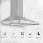 Tieasy Range Hood, Range Hoods 30 inch Stainless Steel, 450 CFM Kitchen Hood with LED Light Baffle Filters, 3 Speed Exhaust Fan Vent Hood